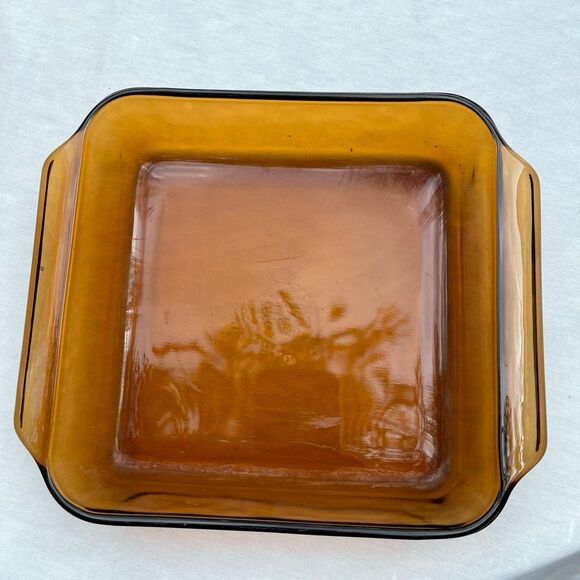 Anchor Hocking Fire king Harvest Amber 8X8” baking dish #435 1.5 Qts. - Picture 1 of 6